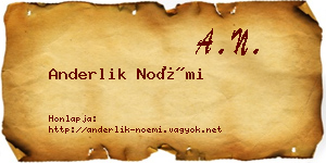 Anderlik Noémi névjegykártya